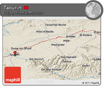 Shaded Relief Panoramic Map of Taourirt