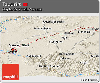 Shaded Relief Panoramic Map of Taourirt