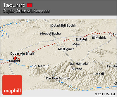 Shaded Relief Panoramic Map of Taourirt