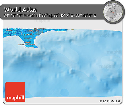 Political 3D Map of the Area around 34° 28' 56" N, 33° 13' 30" E