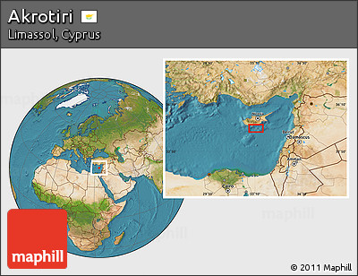 Satellite Location Map of Akrotiri