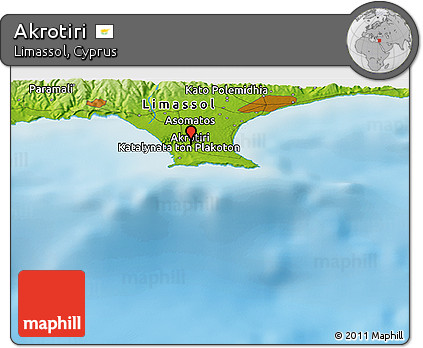 Physical Panoramic Map of Akrotiri