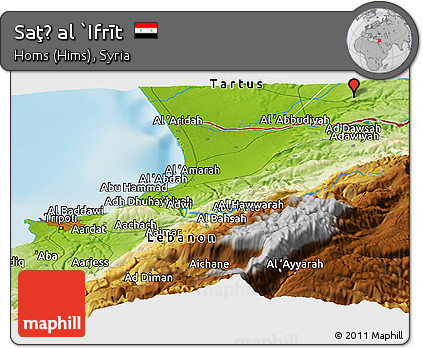 Physical Panoramic Map of Saţḩ Al `Ifrīt