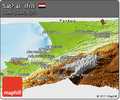 Physical Panoramic Map of Saţḩ Al `Ifrīt