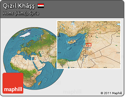 Satellite Location Map of Qizil Khāşş