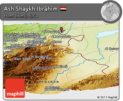 Physical Panoramic Map of Ash Shaykh Ibrāhīm