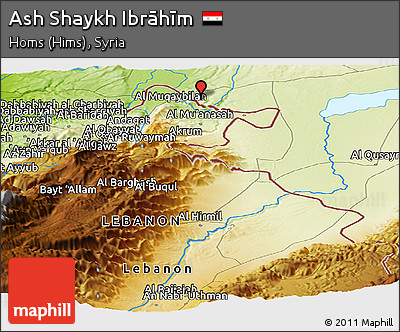 Physical Panoramic Map of Ash Shaykh Ibrāhīm