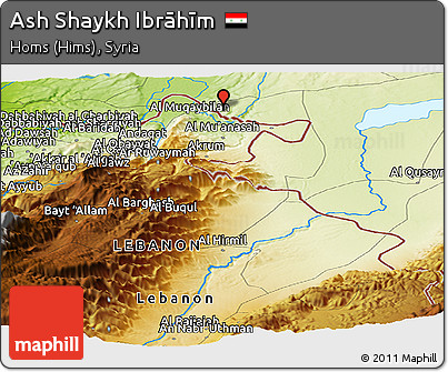 Physical Panoramic Map of Ash Shaykh Ibrāhīm