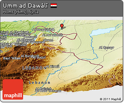Physical Panoramic Map of Umm Ad Dawālī