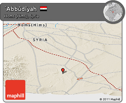 Shaded Relief Panoramic Map of `Abbūdīyah