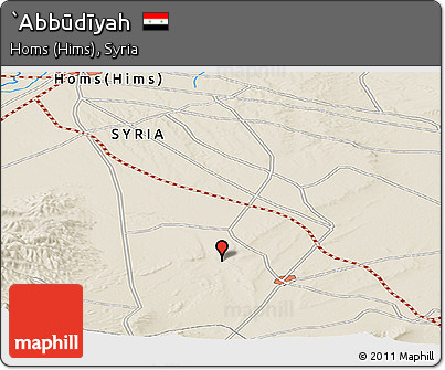 Shaded Relief Panoramic Map of `Abbūdīyah