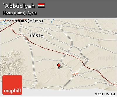 Shaded Relief Panoramic Map of `Abbūdīyah