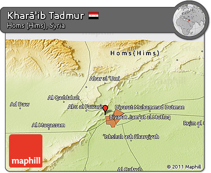 Physical 3D Map of Kharā'ib Tadmur