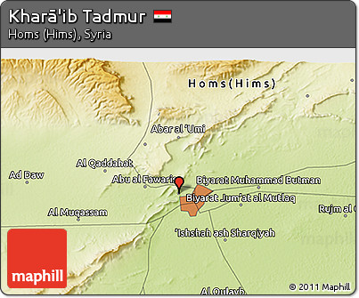 Physical 3D Map of Kharā'ib Tadmur