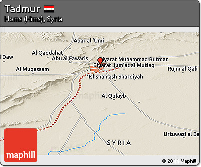 Shaded Relief Panoramic Map of Tadmur