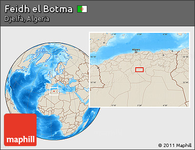 Shaded Relief Location Map of Feidh El Botma