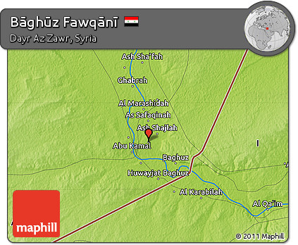 Physical Map of Bāghūz Fawqānī