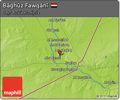 Physical Map of Bāghūz Fawqānī