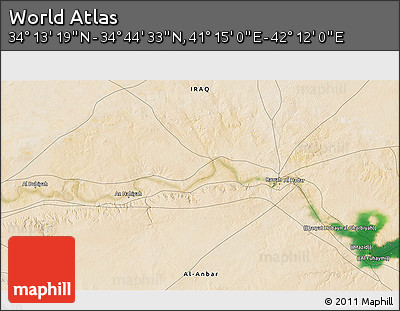 Satellite 3D Map of the Area around 34° 28' 56" N, 41° 43' 30" E