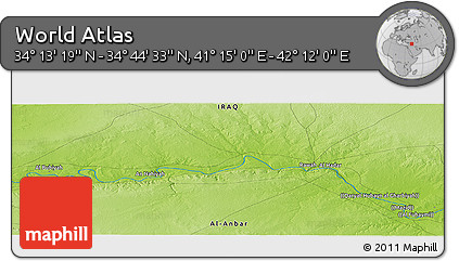 Physical Panoramic Map of the Area around 34° 28' 56" N, 41° 43' 30" E