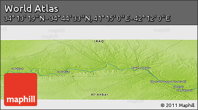 Physical Panoramic Map of the Area around 34° 28' 56" N, 41° 43' 30" E