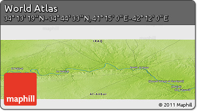 Physical Panoramic Map of the Area around 34° 28' 56" N, 41° 43' 30" E