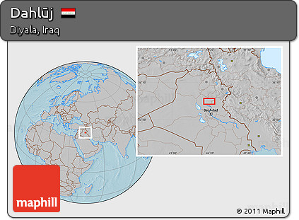 Gray Location Map of Dahlūj, hill shading