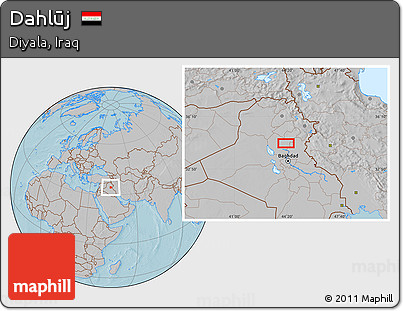 Gray Location Map of Dahlūj, hill shading
