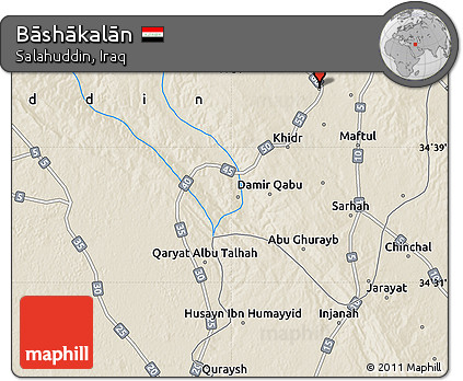 Shaded Relief Map of Bāshākalān
