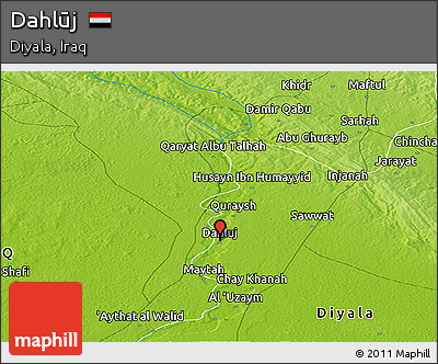 Physical Panoramic Map of Dahlūj