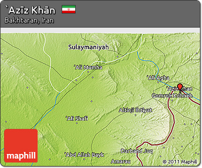 Physical 3D Map of `Azīz Khān