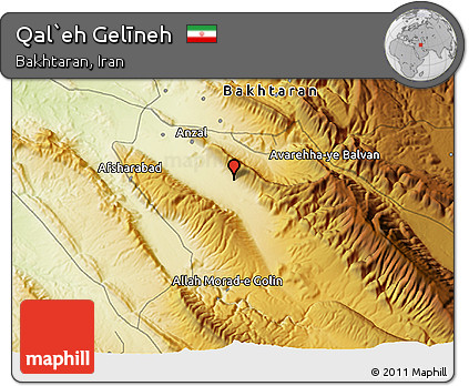Physical 3D Map of Qal`eh Gelīneh