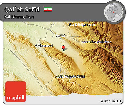 Physical 3D Map of Qal`eh Sefīd