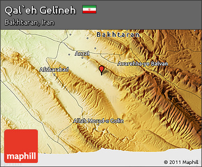 Physical 3D Map of Qal`eh Gelīneh