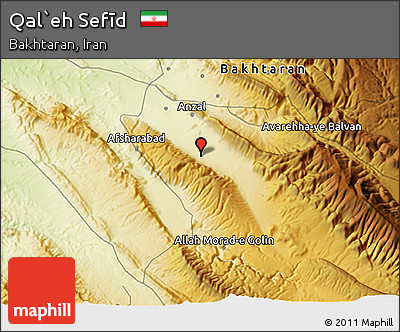 Physical 3D Map of Qal`eh Sefīd