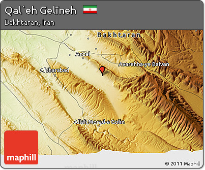 Physical 3D Map of Qal`eh Gelīneh
