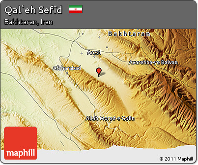 Physical 3D Map of Qal`eh Sefīd