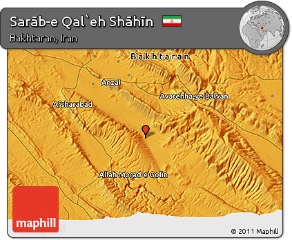 Political 3D Map of Sarāb-e Qal`eh Shāhīn