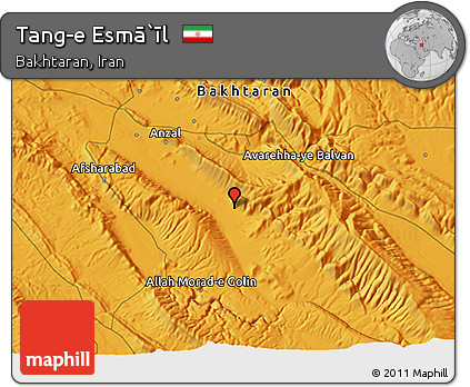 Political 3D Map of Tang-e Esmā`īl