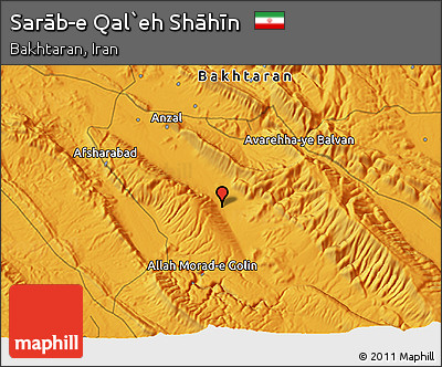 Political 3D Map of Sarāb-e Qal`eh Shāhīn