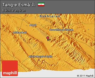 Political 3D Map of Tang-e Esmā`īl