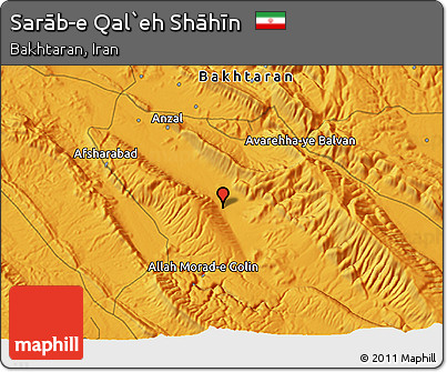 Political 3D Map of Sarāb-e Qal`eh Shāhīn