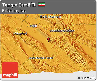 Political 3D Map of Tang-e Esmā`īl