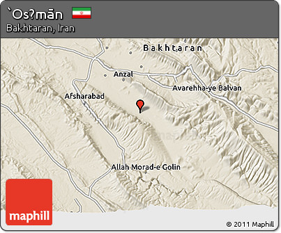 Shaded Relief 3D Map of `Os̄mān