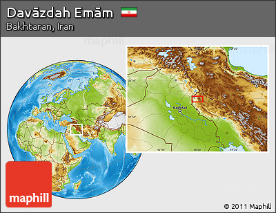 Physical Location Map of Davāzdah Emām