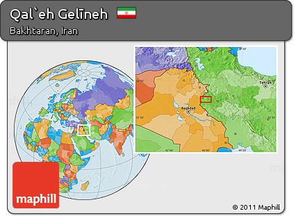 Political Location Map of Qal`eh Gelīneh