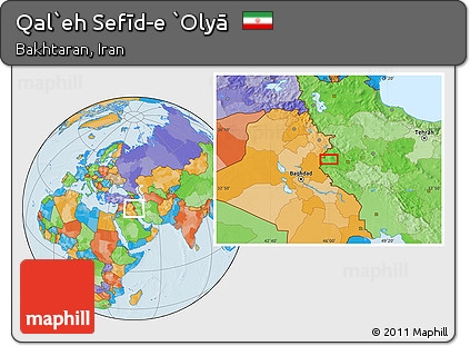 Political Location Map of Qal`eh Sefīd-e `Olyā