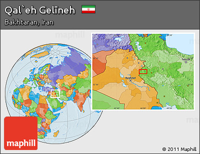 Political Location Map of Qal`eh Gelīneh