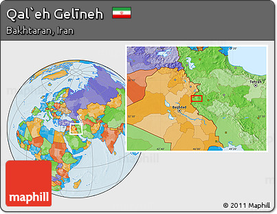 Political Location Map of Qal`eh Gelīneh