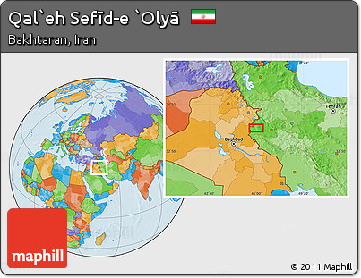 Political Location Map of Qal`eh Sefīd-e `Olyā